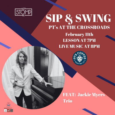 Sip & Swing – Swing Dance at The Crossroads feat: Jackie Myers Trio presented by 627 Stomp at ,  