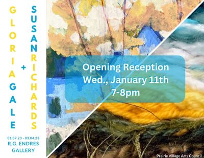 Artists Reception with Susan Richards + Gloria Gale presented by Prairie Village Arts Council at R.G. Endres Gallery, Prairie Village KS